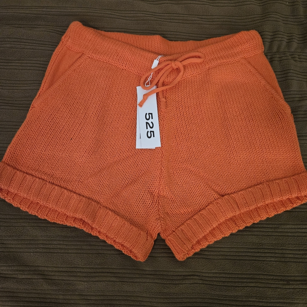 525 America High Waist Orange Knit Shorts